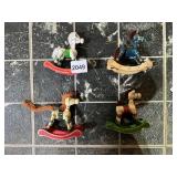 VINTAGE FOLK ART WOODEN ROCKING HORSE ORNAMENTS -