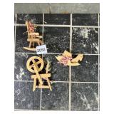 WOODEN FOLK ART ORNAMENTS - ROCKING CHAIR,