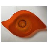 ORANGE ACRYLIC EYE-SHAPED BOWL, MCM STYLE,