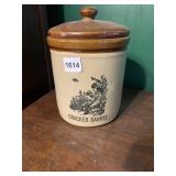 CRACKER BARREL STONEWARE COVERED CROCK -