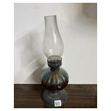 OIL LAMP W/ RIBBED GLASS BASE, CLEAR GLASS