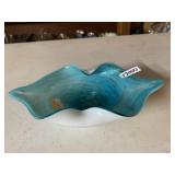 CASED ART GLASS BOWL WITH FOLDED EDGES