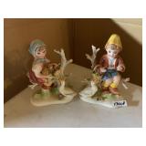 PAIR OF GERMAN PORCELAIN FIGURINES - CHILDREN W/
