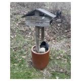 WOODEN WISHING WELL, TERRACOTTA PLANTER, GARDEN