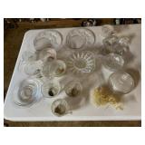 ASSORTED GLASSWARE - CLEAR PRESSED GLASS DISHES,