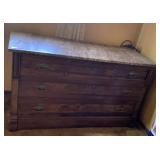 VICTORIAN  DRESSER - MARBLE TOP, 5 DRAWERS