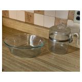 PYREX GLASS MIXING BOWL & COFFEE POT W/ LID, 2
