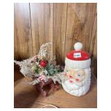VINTAGE PLASTIC BLOW MOLD SANTA COOKIE JAR &
