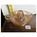 VINTAGE PINK GLASS CITRUS REAMER, POURING SPOUT,