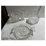 PRESSED GLASS SERVE WARE.