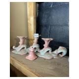 HULL CERAMIC DOUBLE CANDLE HOLDERS, ONE NEEDS