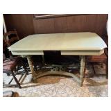 PAINTED DROP TABLE, TURNED LEGS, DECORATIVE