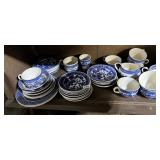 JAPAN BLUE & WHITE WILLOW PATTERN DINNERWARE,