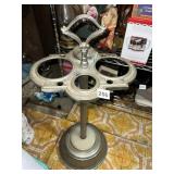 ART DECO STYLE SILVER-TONE METAL CIGARETTE STAND.