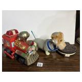 VINTAGE MIGHTY TRAIN TOY, WALKING DACHSHUND TOY,
