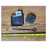 SILVER PLATE ROSARY CONTAINER, CRANE EMBOSSED