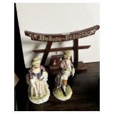 PORCELAIN FIGURINES, VINTAGE STYLE, HAND-PAINTED,