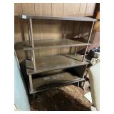 WOOD TONE CLOSET STORAGE UNIT W/ SHELVES AND