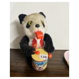 VINTAGE PLUSH MECHANICAL DRUMMING PANDA TOY W/