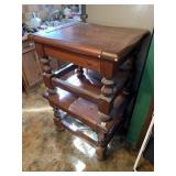 SOLID WOOD PAIR OF END TABLES