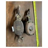 PAIR OF SMALL ANTIQUE PULLEYS