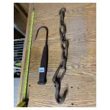ANTIQUE HOOK AND CHAIN WITH HOOK