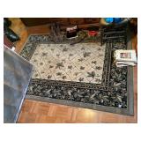 AREA RUG - FLORAL PATTERN, DECORATIVE BORDER.