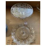 PRESSED GLASS CAKE STAND - PEDESTAL BASE,