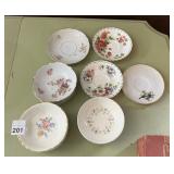ROYAL ALBERT BONE CHINA SAUCERS, ASSORTED FLORAL