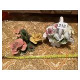 CAPO DI MONTE PORCELAIN FLORAL BASKET & Dï¿½COR