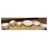CORELLE WHITE FLORAL BOWLS & CUPS.
