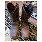 10.5  JUSTIN WESTERN COWBOY BOOTS - BROWN LEATHER