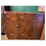 WOOD FLIP TOP BAR - THREE CABINET DOORS, BRASS