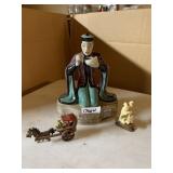 GOLDSCHEIDER CERAMIC FIGURE W/ WOODEN MINIATURE