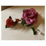 CAPODIMONTE PORCELAIN ROSE FIGURINES - RED, PINK