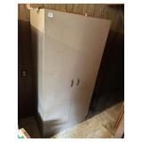 METAL ROLL-TOP STORAGE CABINET.