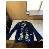 VINTAGE CHINESE SILK JACKET - NAVY VELVET W/