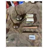 2 SMALL OILEFRS, SANDING/SHARPENING STONES