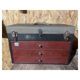 VINTAGE METAL TOOL CHEST W/ HAND TOOLS