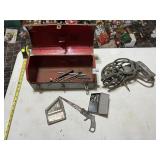 VINTAGE TOOL COLLECTION - RED METAL TOOLBOX W/