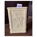 CREAM-COLORED CERAMIC VASE W/ RELIEF DRAGON