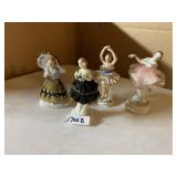 PORCELAIN DANCER FIGURINES, SET OF 4, LACE