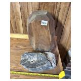 MINERAL SPECIMEN AND WOODEN BLOCK