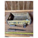 PEPSI WOODEN BOTTLE CRATE - YELLOW/BLUE PAINTED