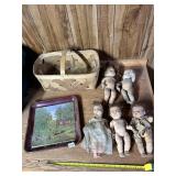 BABY DOLL COLLECTION - 5 DOLLS W/ WOVEN BASKET,