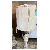 ALABASTER & METAL TABLE LAMP, URN SHAPE, CRYSTAL