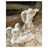 BISQUE CLASSICAL STYLE ANGEL FIGURES, TRUMPET