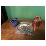 MINI CERAMIC PITCHER AND JUG, SILVER PLATE