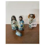 HAND PAINTED HOLY FAMILY WITH ANGEL