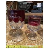 RUBY FLASH GLASS SOUVENIR GOBLETS, 5.5IN.